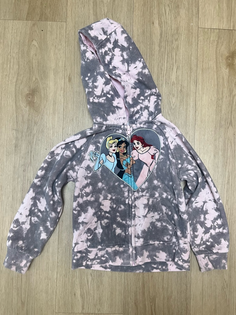 Disney Girls' Pink & Gray Tie-Dye Princess Zip Hoodie